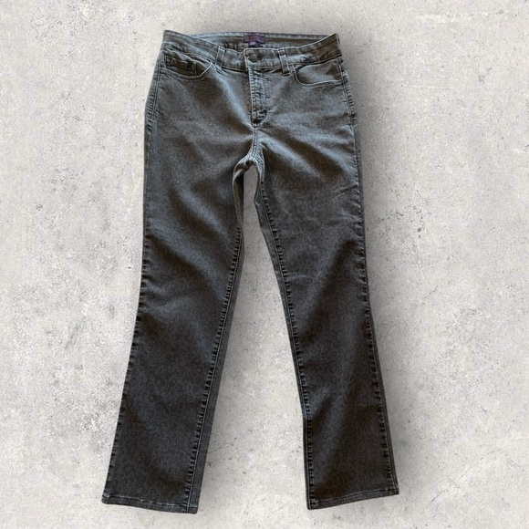 NYDJ Not My Daughter’s Jeans Denim Leopard    Black Stretch Great Condition! - Picture 1 of 15